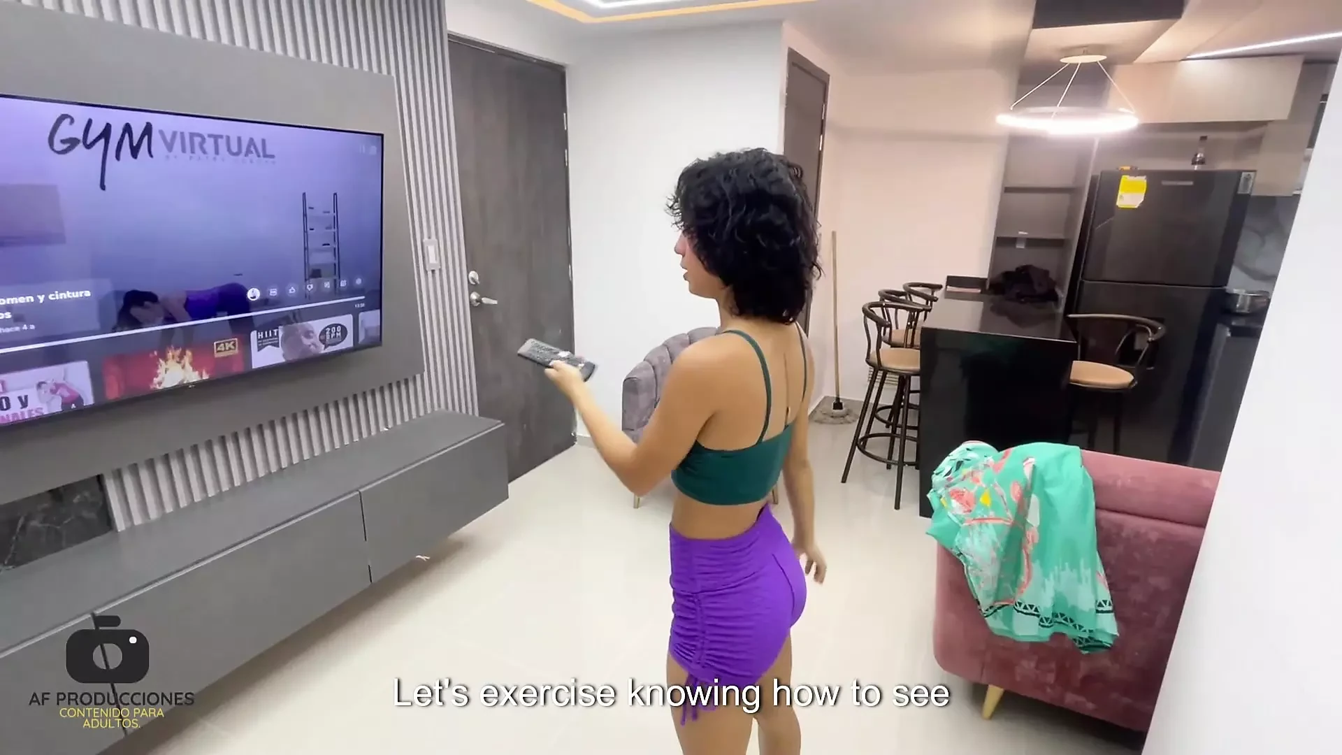 My little stepsister invites me to exercise to fuck me and swallow my milk