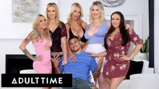 ADULT TIME – MILF Charlie Forde Gives Stepdaughter’s BF STUCK REVERSE GANGBANG To Keep Him Happy!