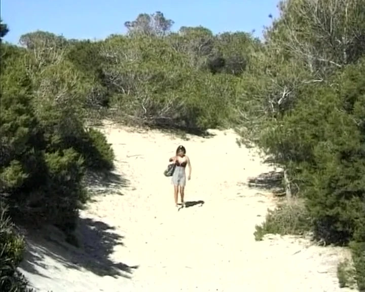 A hot German chick gets double penetrated on the beach