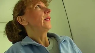 Old but horny German lady dildoing her shaved twat